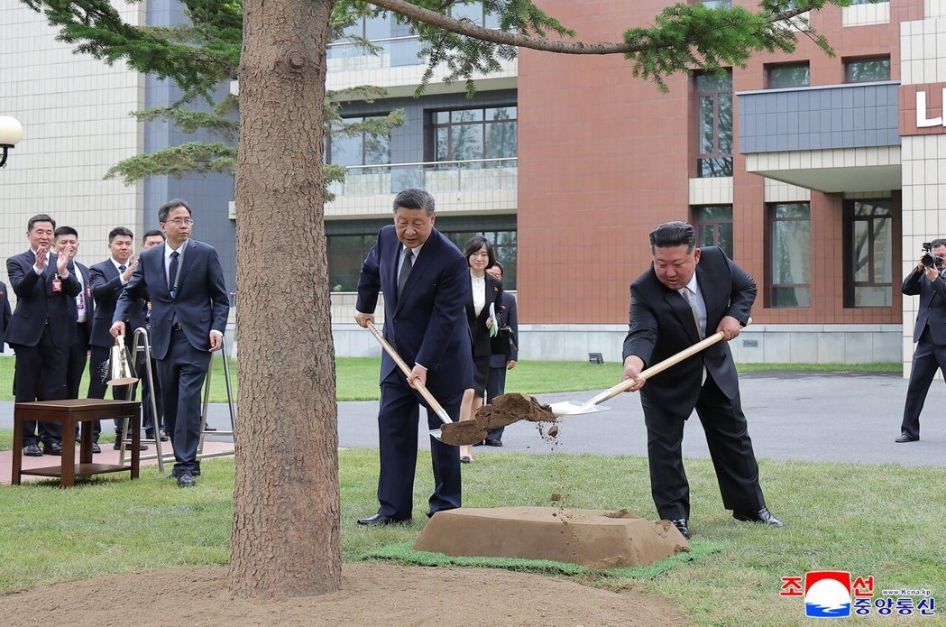 大陆国家主席习近平(中)与北韩领导人金正恩(右),9日访问朝鲜劳动党中央干部学校... 大陆国家主席习近平(中)与北韩领导人金正恩(右),9日访问朝鲜劳动党中央干部学校...