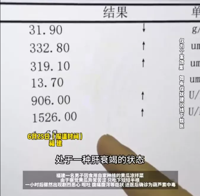 比砒霜还毒！一盘凉拌黄瓜致男子肝衰竭